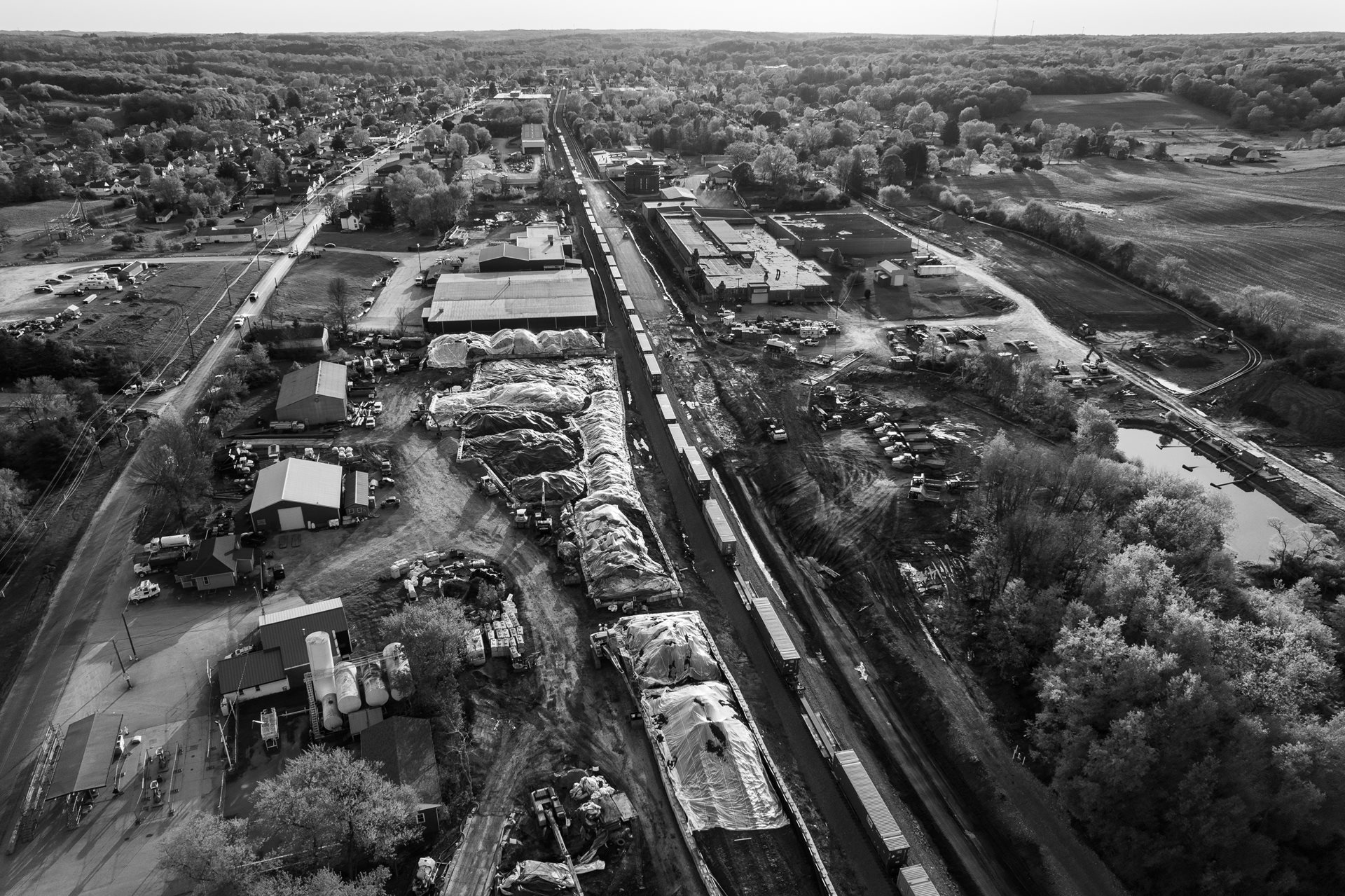 <p>The site of the East Palestine train derailment, approximately three months after the disaster. East Palestine, Ohio, United States.</p>
